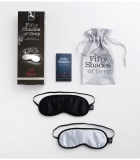 Набор шелковых повязок на глаза Fifty Shades of Grey, черная и серая, 2 шт - No Taboo