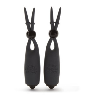Зажимы для сосков Fifty Shades Of Grey с вибрацией, силиконовые, черные, 10,8 см - No Taboo