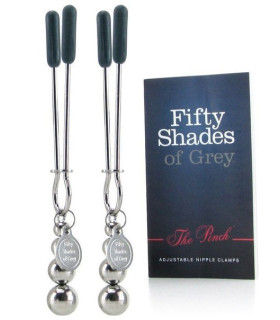 Зажимы для сосков Fifty Shades of Grey регулируемые, серебристые, 8,3 см - No Taboo