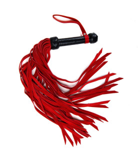 Флоггер (плетка) красный замша с черной ручкой 60 см - No Taboo