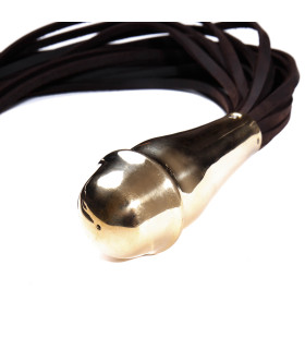 Флоггер (батіг) з металевою ручкою у вигляді фалоса - No Taboo