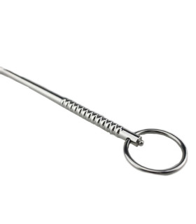 Катетер с электростимуляцией рельефный, серебряный, 24 х 0.7 см - No Taboo