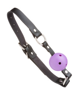 Кляп із пластику NO TABOO з ремінцем з екошкіри, фіолетовий з чорним ремінцем - No Taboo