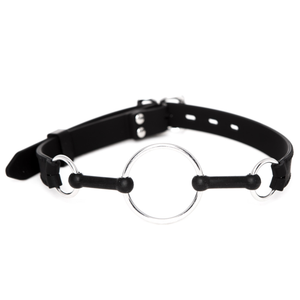 Кляп-кільце з металу на силіконових ременях NO TABOO, 100% медичний силікон (29294), zoom