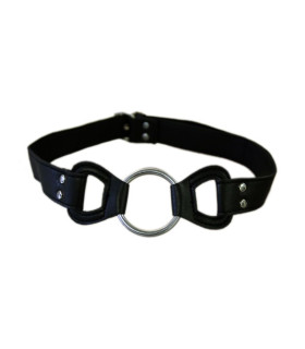 Кляп в виде металлического кольца черный - No Taboo