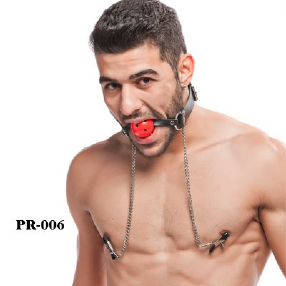 Кляп с зажимами для сосков (21783), zoom