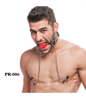 Кляп с зажимами для сосков - No Taboo