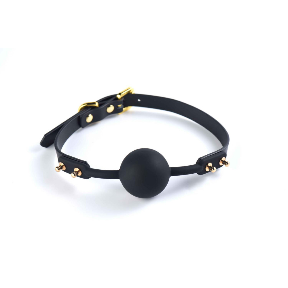 Кляп из силикона и итальянской кожи Solid Ball Gag UPKO (32437), zoom