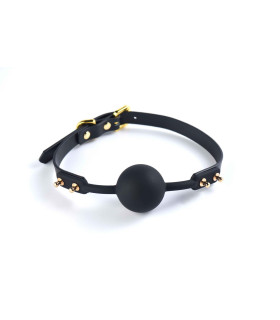 Кляп из силикона и итальянской кожи Solid Ball Gag UPKO - No Taboo