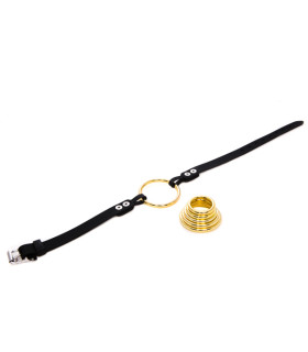 Кляп-кільце зі змінними кільцями gold NO TABOO - No Taboo