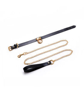 Ошейник с поводком Cosplay Choker & Leash UPKO итальянская кожа - No Taboo