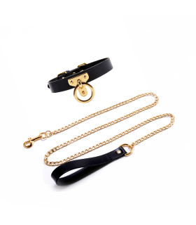 Ошейник с поводком Cosplay Choker & Leash UPKO итальянская кожа - No Taboo