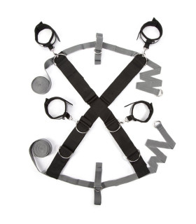 Крестовидная ременная система Fifty Shades of Grey для фиксации к кровати, чёрная - No Taboo