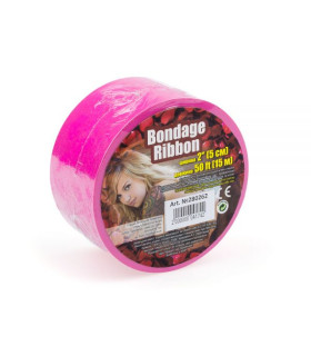 Лента бондажная розовая bondage ribbon 15 м - No Taboo