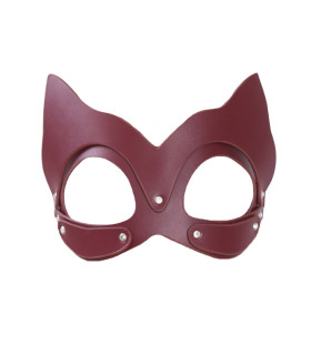 Маска кішки декорована камінням, бордо, шкіра, NO TABOO - No Taboo