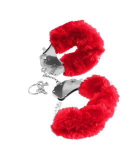 Металлические наручники с красным мехом (без упаковки) - No Taboo