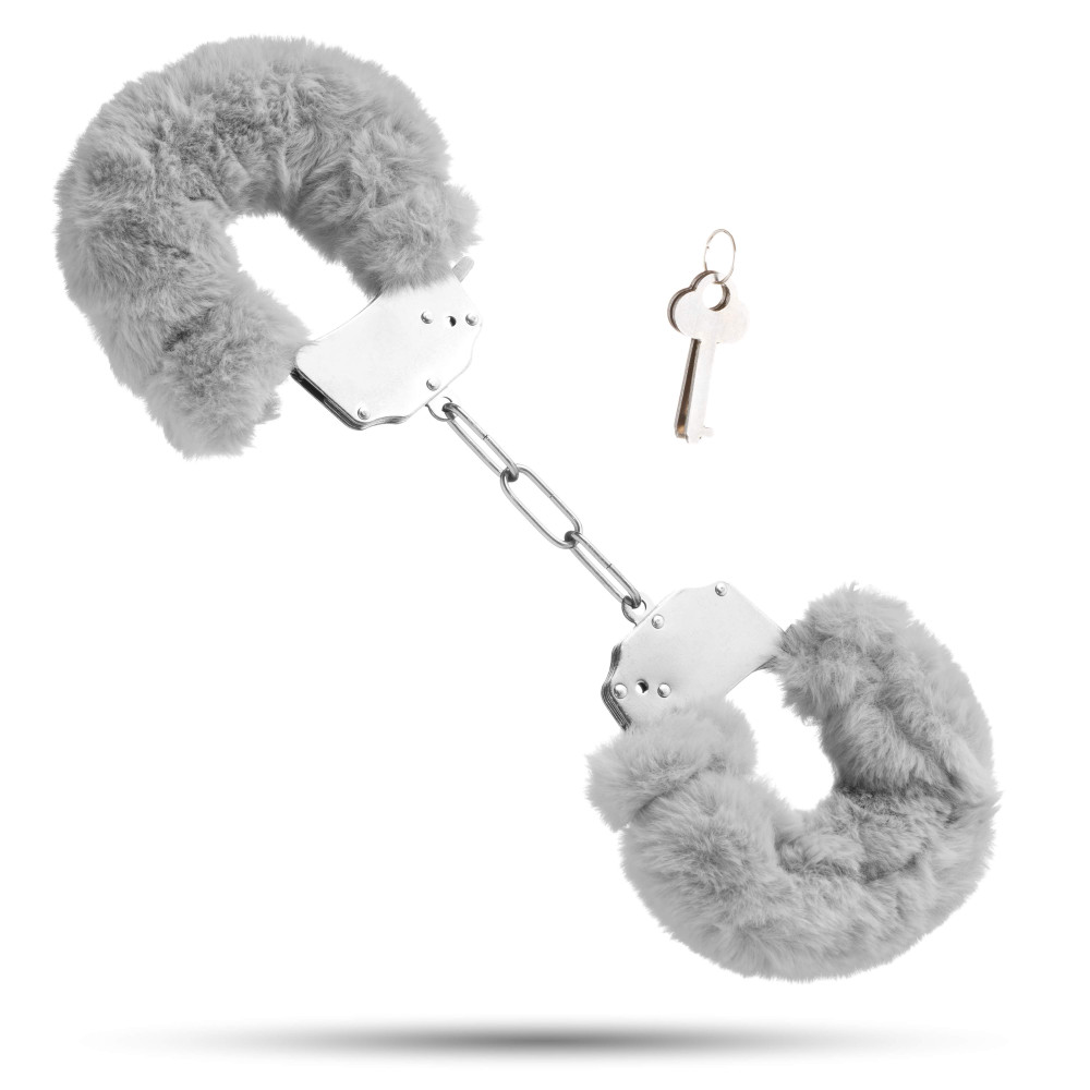 Металеві наручники S&M CuffS з м'яким хутром, сірі NO TABOO (32828), zoom