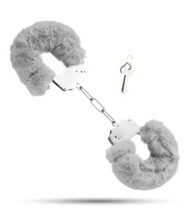 Металлические наручники S&M CuffS с мягким мехом, серые NO TABOO - No Taboo
