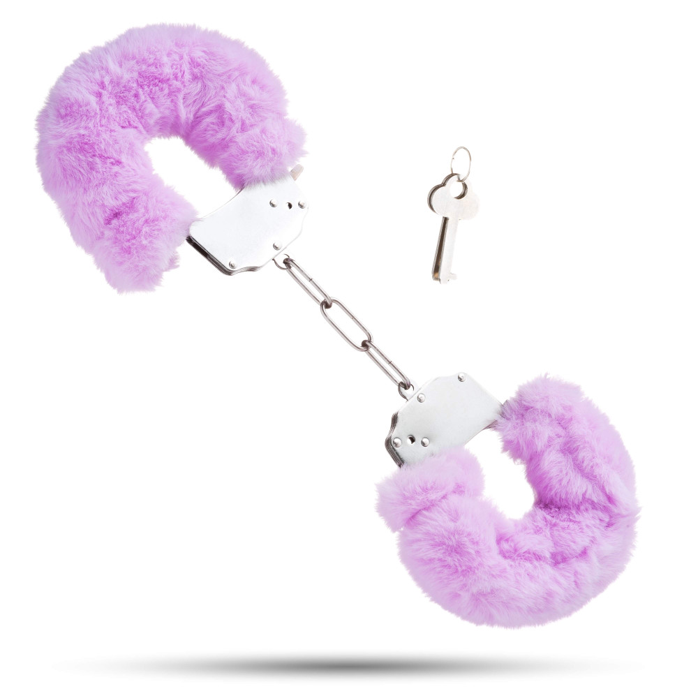 Металлические наручники с мягким мехом S&M CuffS, фиолетовые NO TABOO (32882), zoom