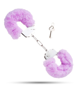 Металлические наручники с мягким мехом S&M CuffS, фиолетовые NO TABOO - No Taboo