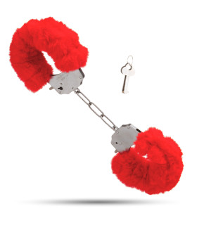 Металлические наручники с мягким мехом S&M CuffS красные NO TABOO - No Taboo