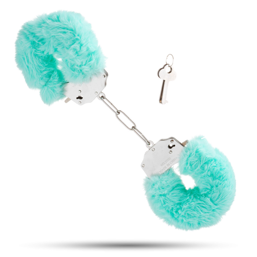 Металлические наручники с мягким мехом S&M CuffS, мятный NO TABOO (32881), zoom