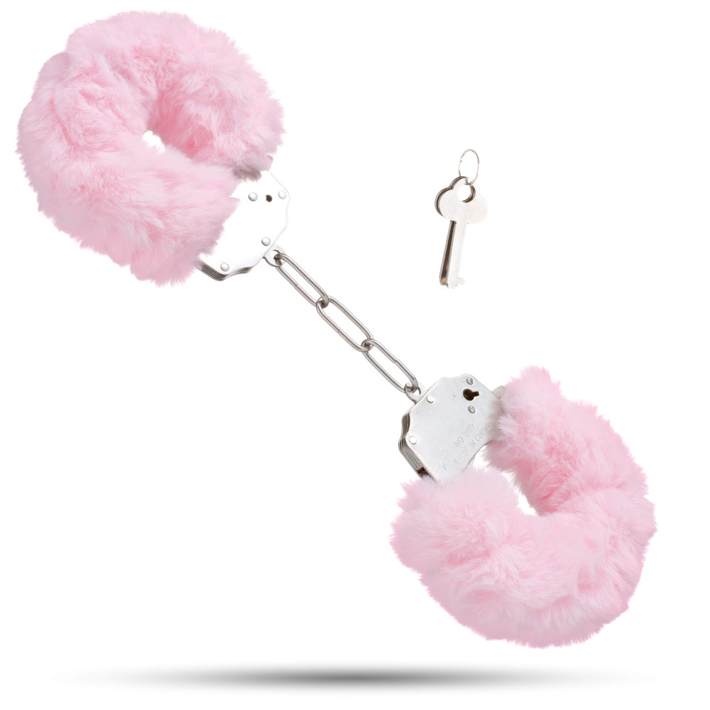 Металлические наручники с мягким мехом S&M CuffS, светло розовый NO TABOO (32880), zoom