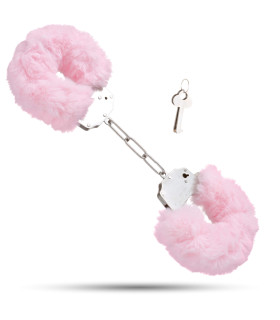 Металлические наручники с мягким мехом S&M CuffS, светло розовый NO TABOO - No Taboo