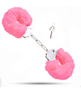 Металеві наручники з м'яким хутром S&M CuffS, яскраво-рожеві NO TABOO - No Taboo