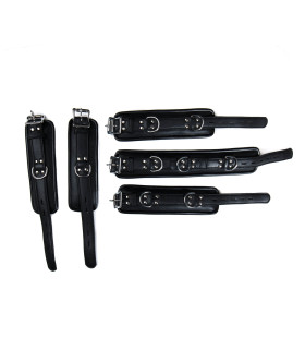 Набор ошейник с поножами и наручниками, натуральная кожа, Голландия - No Taboo