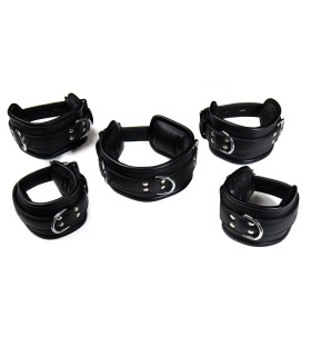 Набор ошейник с поножами и наручниками, натуральная кожа, Голландия - No Taboo