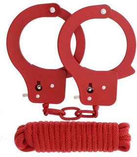 Набор наручники и бандаж BONDX Metal Cuffs красный - No Taboo