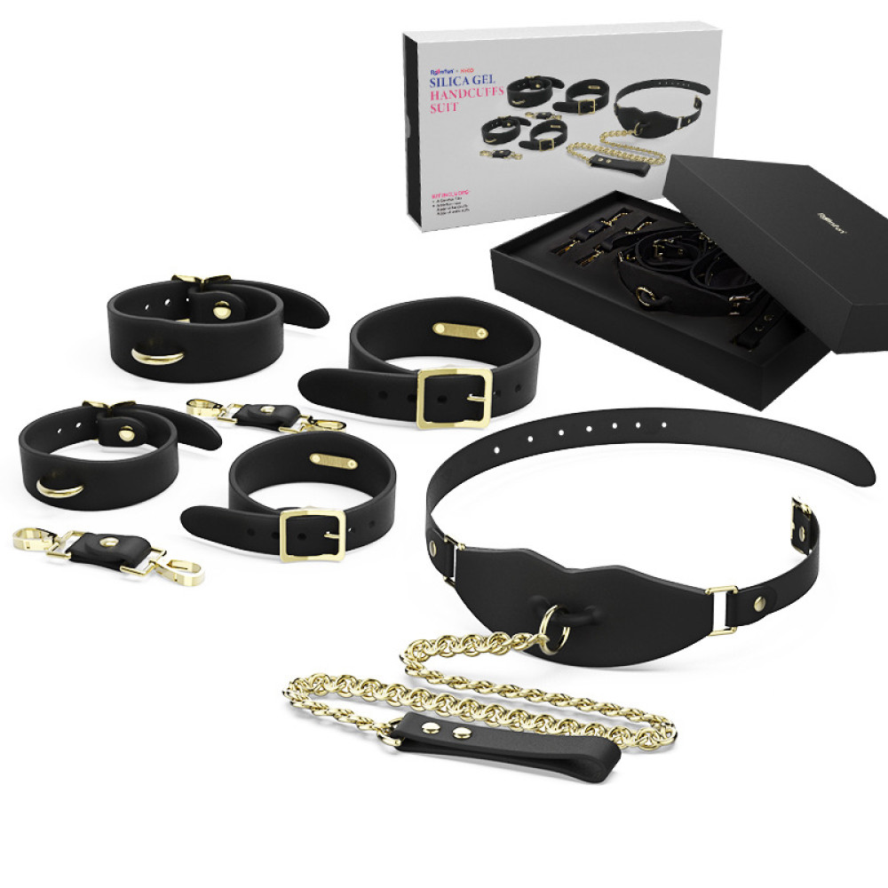 Набір наручники, поножі, кляп силікон Roomfun (33464), zoom