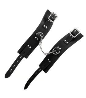 Наручники черные из итальянской кожи, Голландия ручная работа - No Taboo