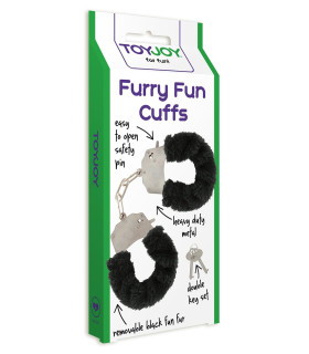 Наручники с мехом Toy Joy черные - No Taboo