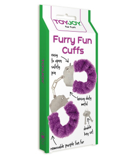 Наручники с мехом Toy Joy фиолетовые - No Taboo