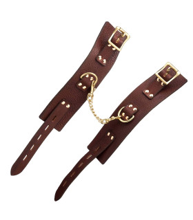 Наручники коричневые из итальянской кожи, Голландия ручная работа - No Taboo