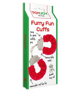 Наручники с мехом Toy Joy красные - No Taboo