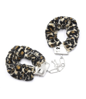 Наручники металл с леопардовым мехом (для прикола) - No Taboo