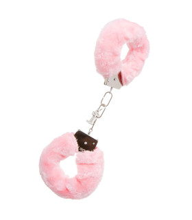 Металлические наручники IDEA SM с розовым искусственным мехом, серебристые - No Taboo