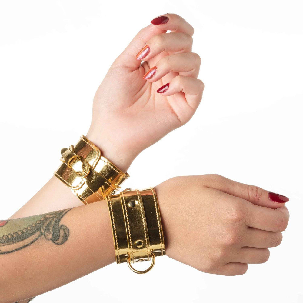 Наручники ручной работы золотые БДСМ (33669), zoom