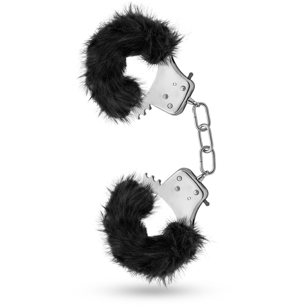 Наручники "TEMPTASIA" PLUSH FUR CUFFS BLACK чорне хутро (32380), zoom