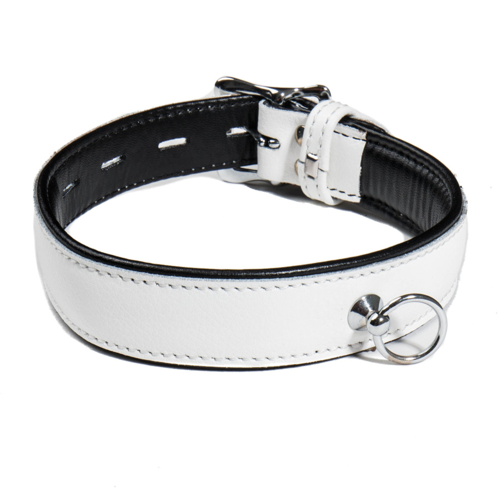 Ошейник кожаный белый Голландия ручная работа (28587), zoom