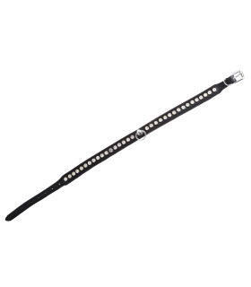 Ошейник черный кожаный со стразами Голландия ручная работа - No Taboo