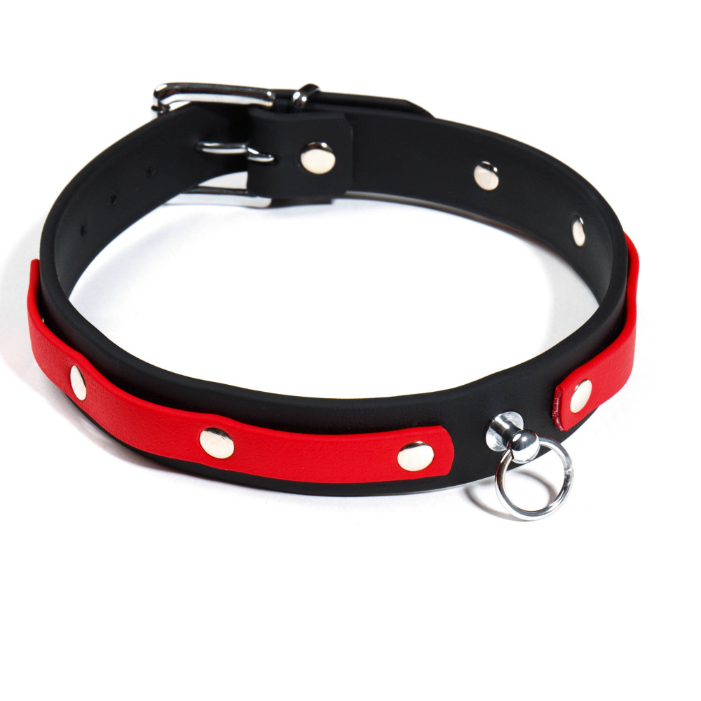Ошейник черный с красным Голландия ручная работа (28559), zoom