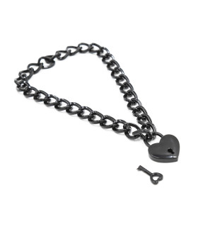 Ошейник из цепи IDEA SM с замком в виде сердца, черный, 41.5 см - No Taboo