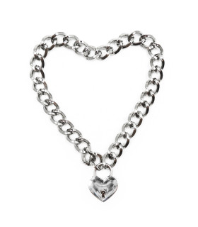 Ошейник из цепи IDEA SM с замком в виде сердца, серебристый, 41.5 см - No Taboo