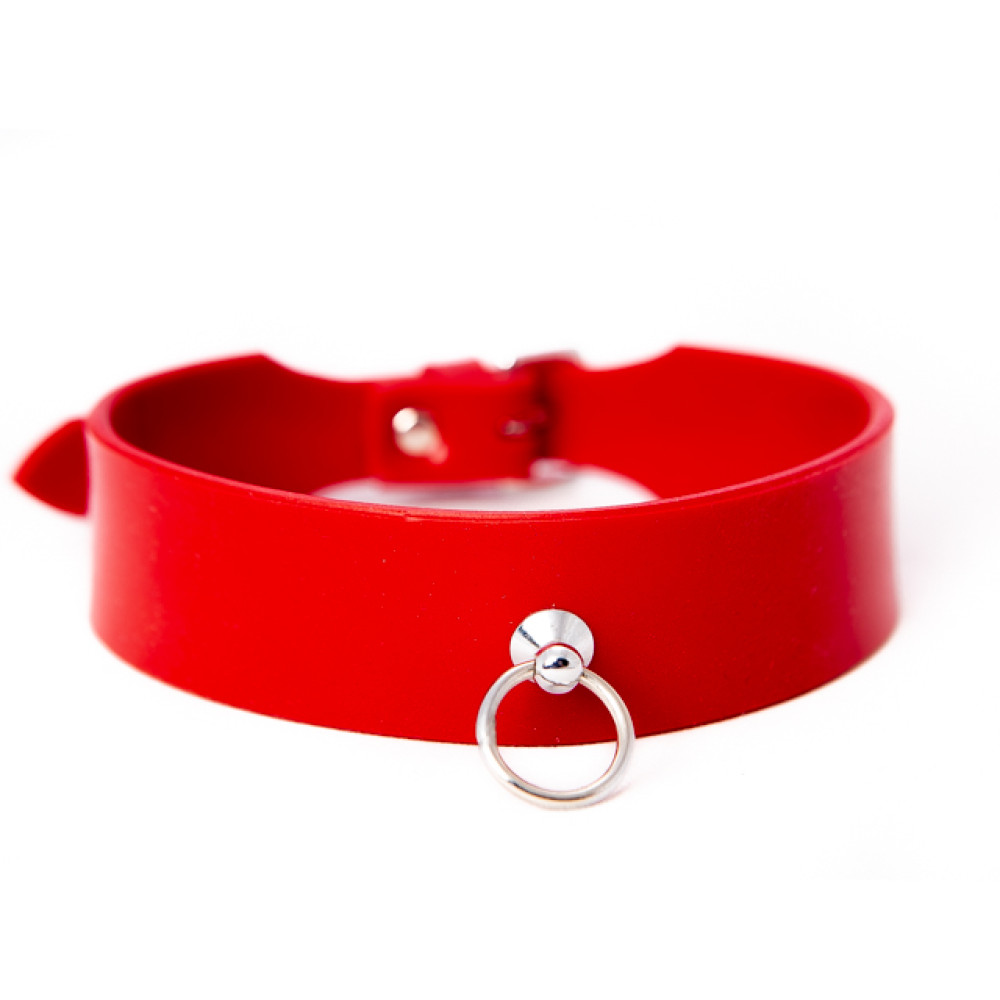 Ошейник красный латекс Голландия ручная работа (28560), zoom