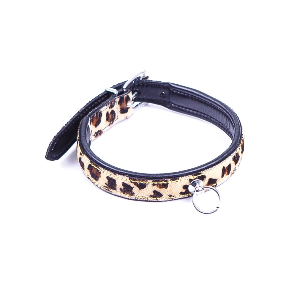Нашийник натуральне хутро поні леопард з кільцем Голландія ручна робота (26275), zoom
