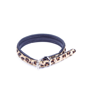 Ошейник натуральный мех пони леопард с кольцом Голландия ручная работа - No Taboo